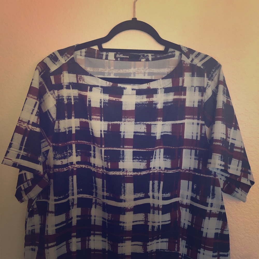 Dear Meadow top Anthropologie XL- VGUC blue red